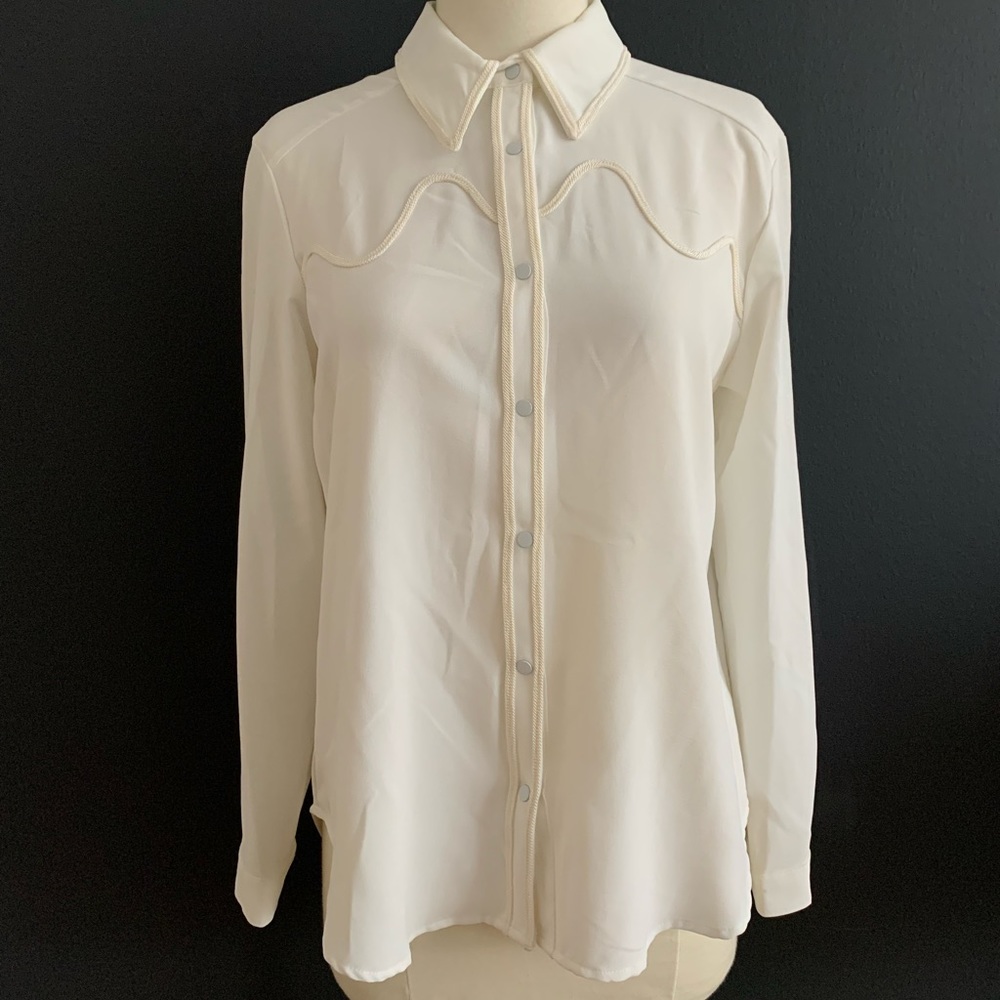 Zara Western Button Down Blouse with Rope Detail